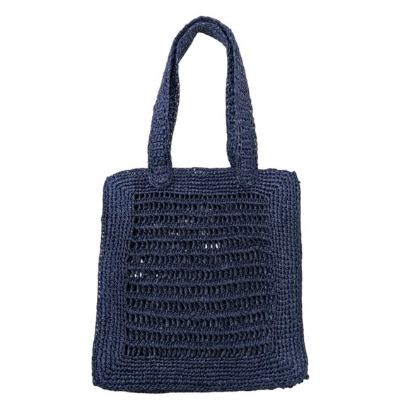 J. Crew Handbags - J. CREW Nwt Open Weave Tote Bag Navy Packable Woven Shoulder Bag Grocery Beach